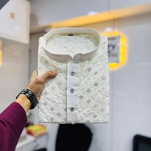 White Embroidered Men's Shirt